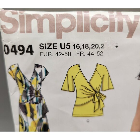 Simplicity Misses Wrap Blouse Dress Pants Pattern #0494 Size 16 - 24 Uncut - Picture 2 of 4